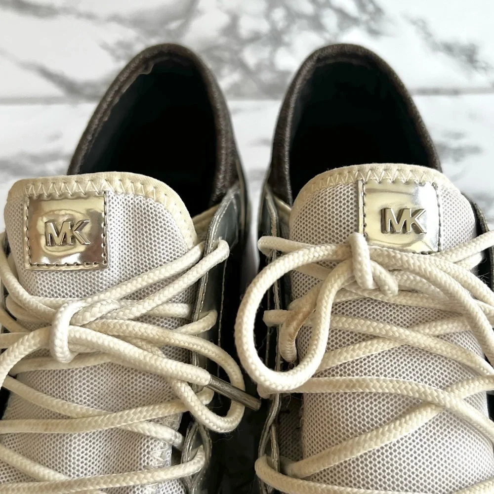 Michael Michael Kors Liv Bubble Trainer Sneakers Metallic 9.5 Fashion Logo